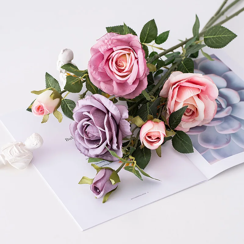 Скандинавские 2 головки ветка снежной розы шелк искусственный цветы для