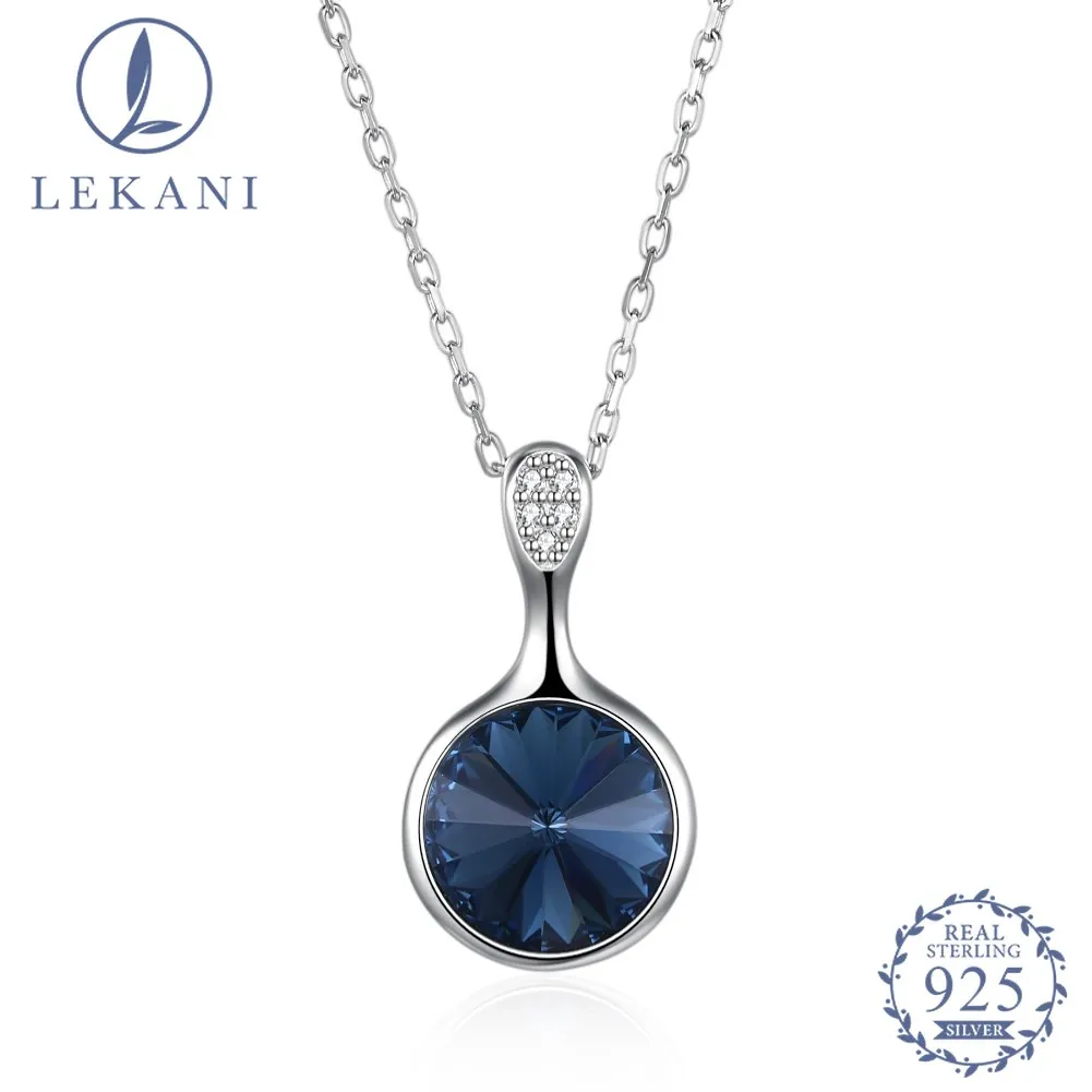Ожерелье LEKANI с кристаллами Swarovski 925 пробы Серебряное модное классическое круглое ожерелье с подвеской хорошее ювелирное изделие для женщин