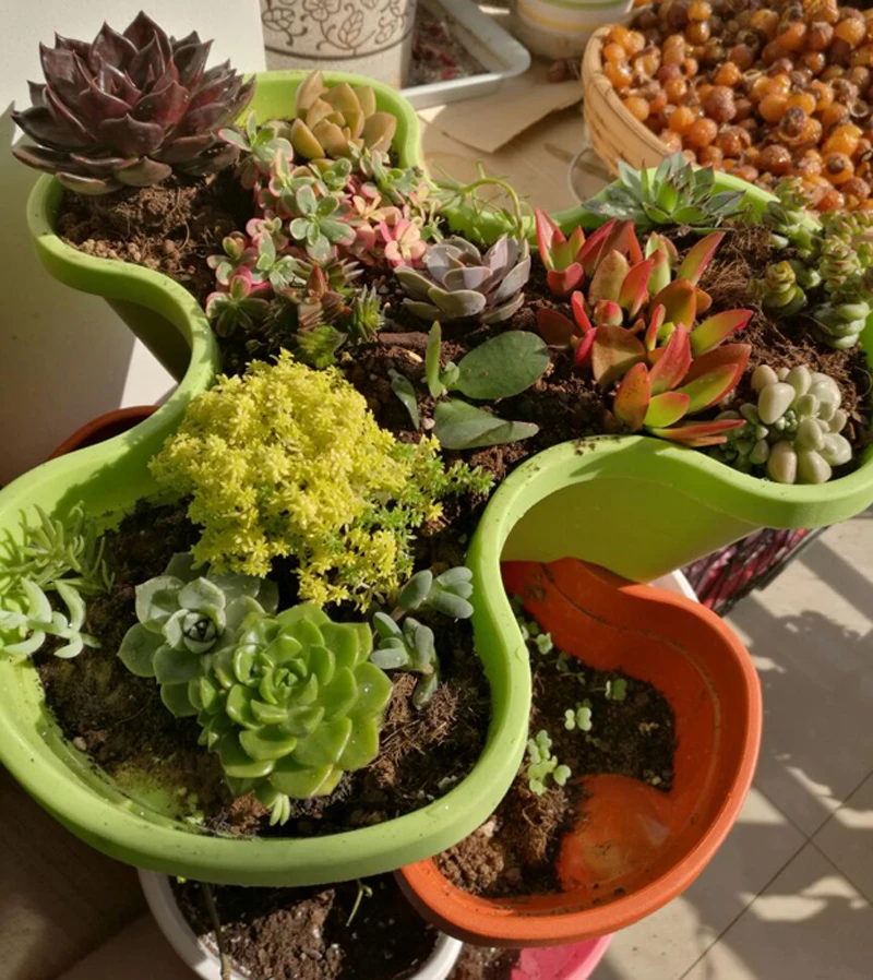 3 Tier Stackable Strawberry Herb Flower Vegetable Planter Balcony kitchen Succulent Pots Home Garden Decoration
