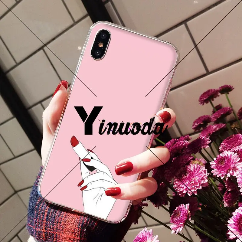 Yinuoda лучший друг макияж розовые ногти комиксы DIY аксессуары для телефонов Чехол