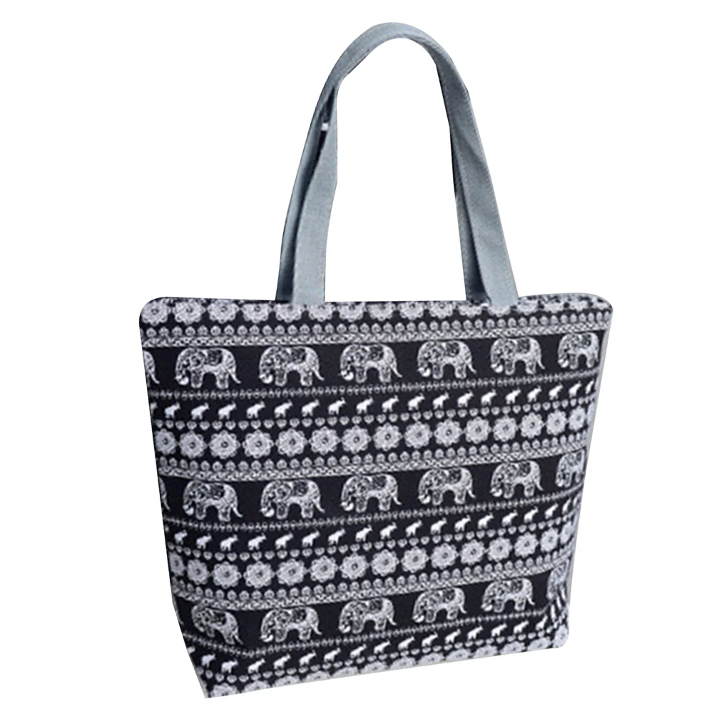 Модная Холщовая Сумка для покупок со слоном в полоску Женская вместительная