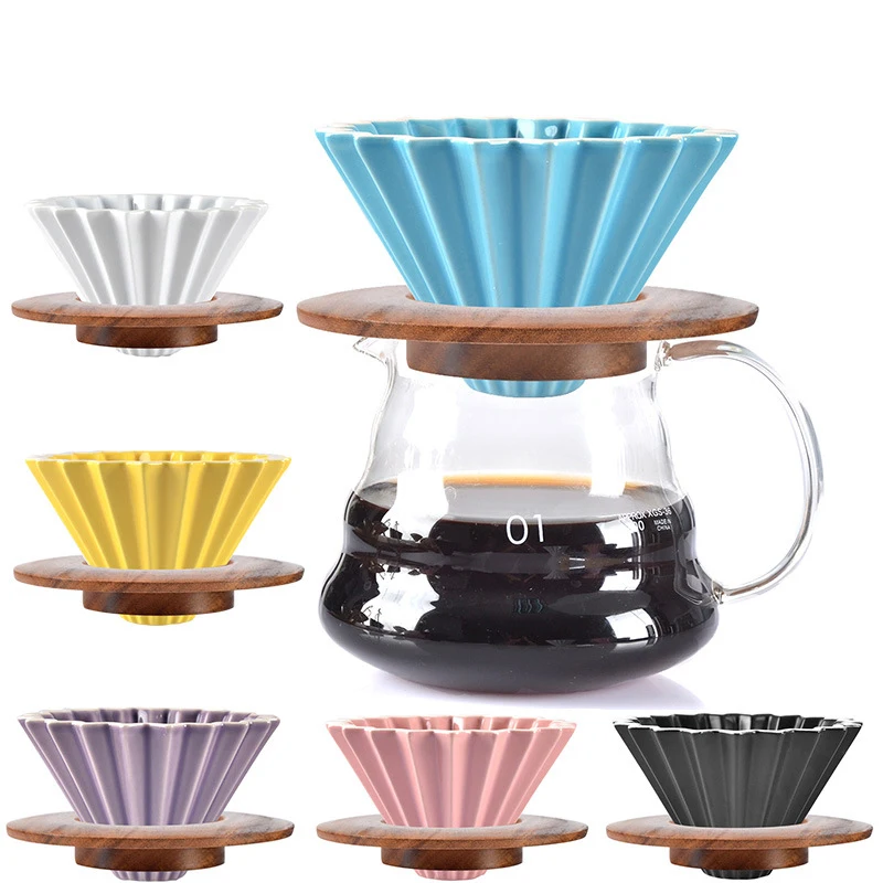 

Ceramic Style Coffee Cup Espresso Coffee Filter Cup V60 Funnel Drip Hand Cup Filters Coffee Accessories For Barista