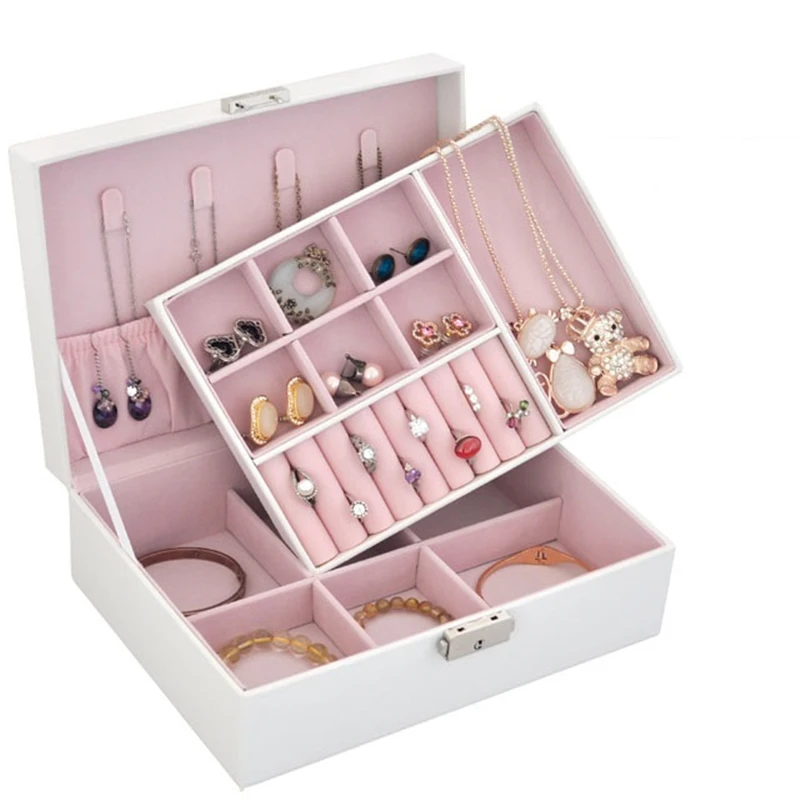 Два Стиль шкатулка для украшений чехол кольцо ожерелье браслет ювелирные