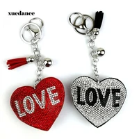 new lovely 3colors double hearts keychains tassel pendants fashion gifts key chains handbag decorative supplies