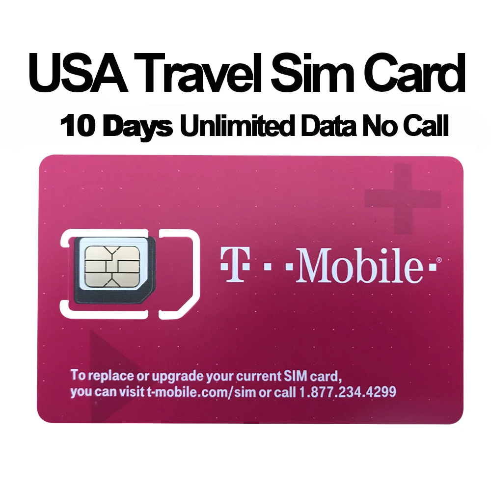 Mewfi предоплата T-Mobile Американец / сша Путешествовать Сим-карта 10 дней без