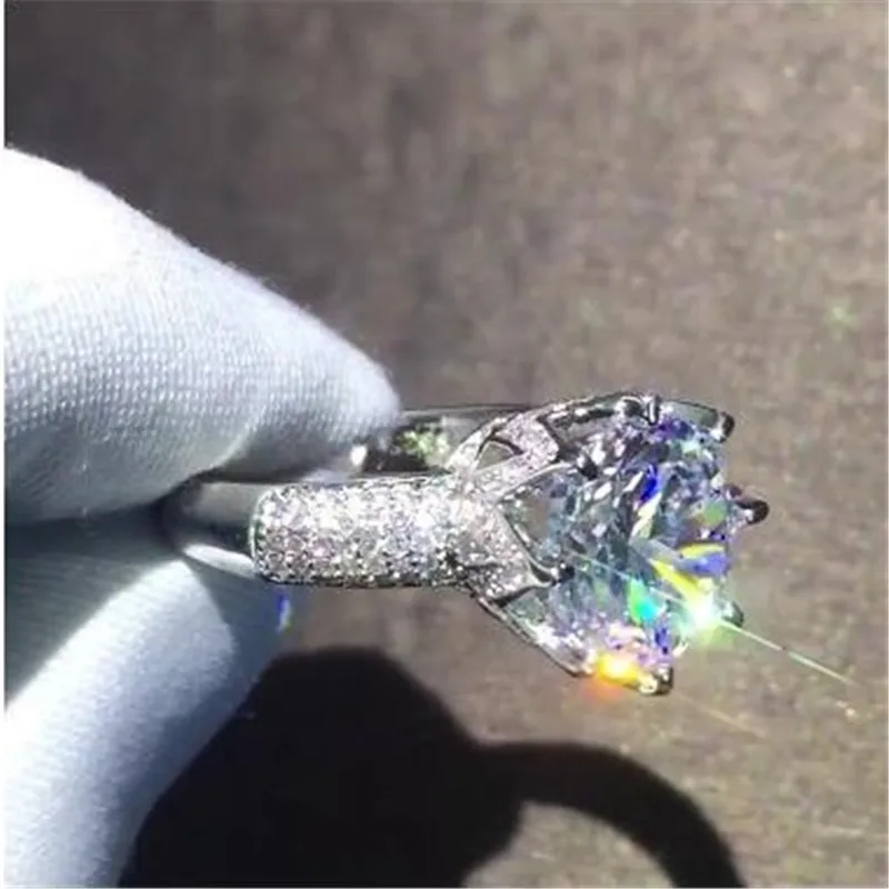 Choucong Пасьянс Корона кольцо 925 пробы серебро 5ct AAAAA Циркон Обручальное кольцо кольца для мужчин и женщин ювелирные изделия Размер 5-13