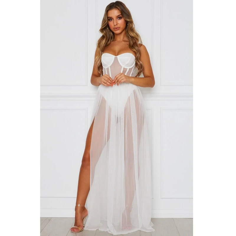 Летняя женская сетчатая модель сексуальные комбинезоны на бретельках сарафан