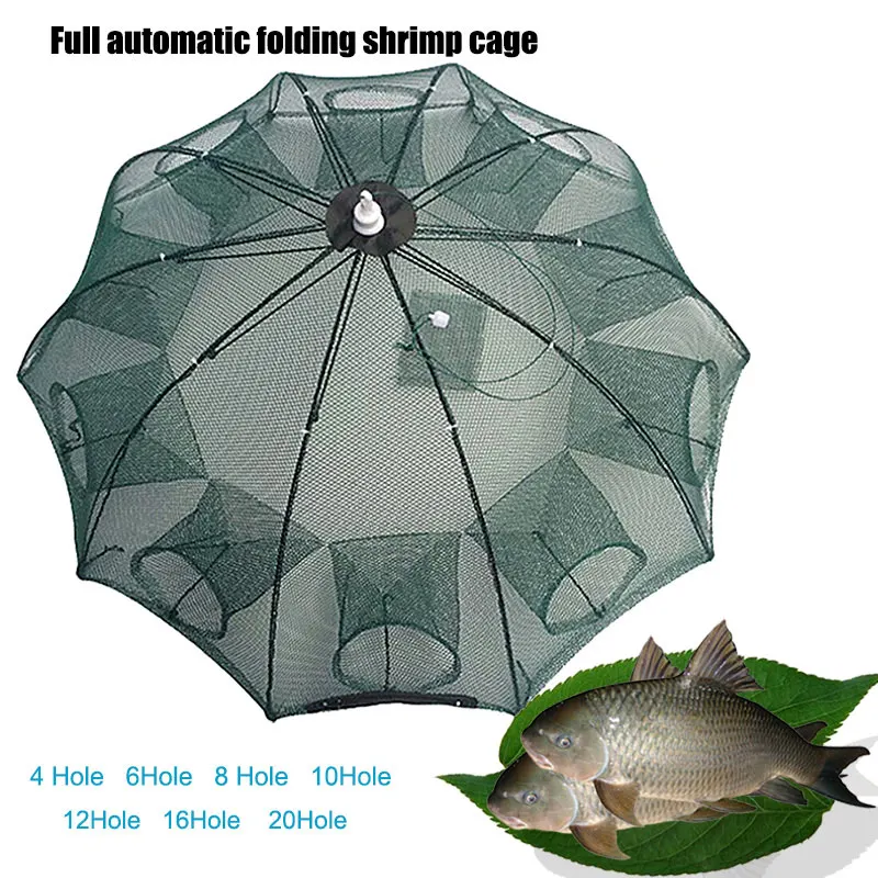 

Portable Fishing Net Nylon Automatic Foldable Catch Fish Baits Trap For Fishes Shrimp Minnows Crab Cast Mesh MC889