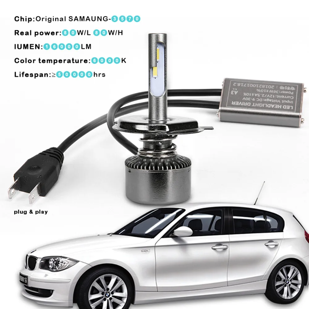 Вдлительную с чипами SAMSUNG мини H7 светодиодный H4 16000LM D4S H1 H8 H11 9005 D3S 9006 HB4 D1S автомобильная светодиодная лампа для фары 6000 К Противотуманные фары 12V