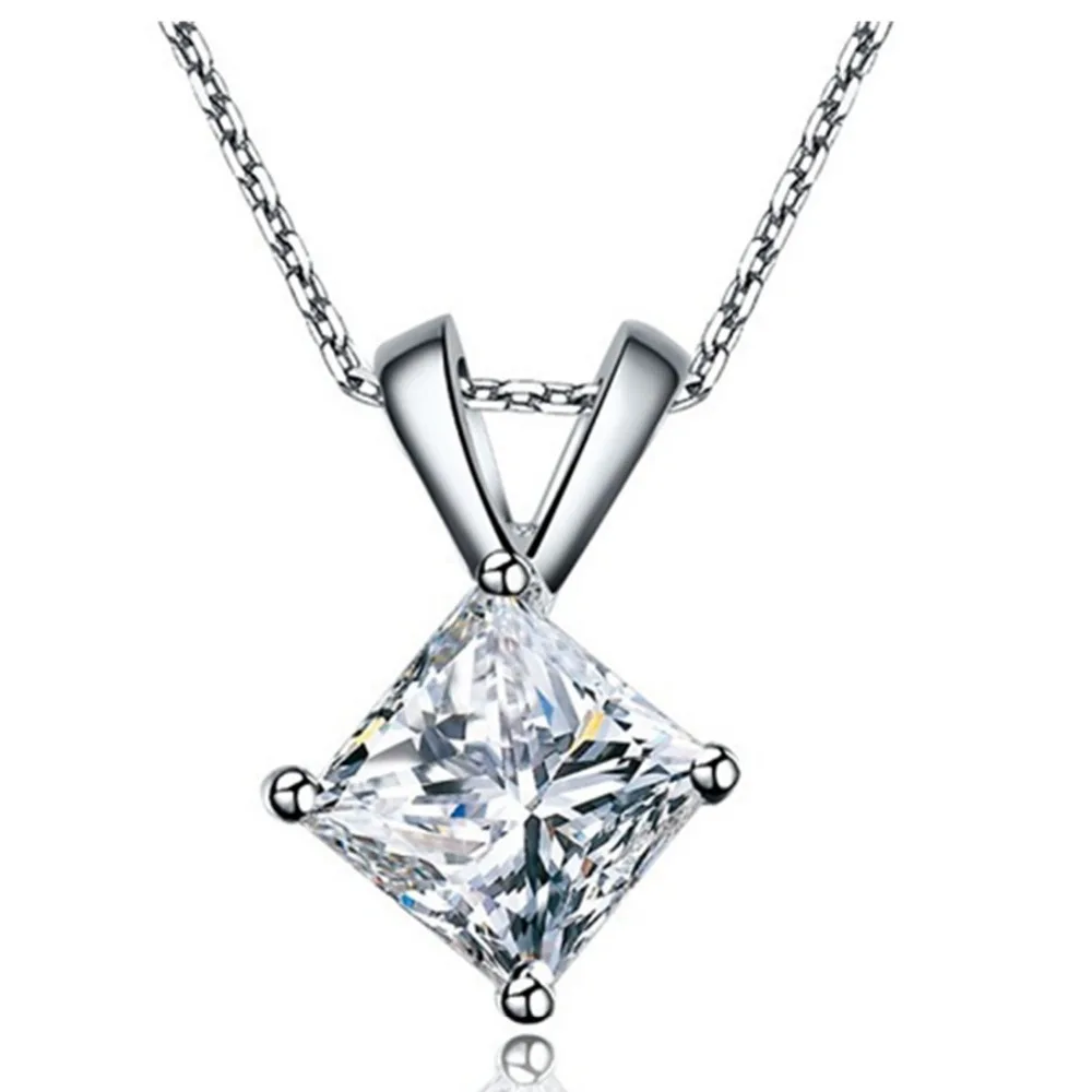 1CT синтетическая принцесса Бриллиантовая Подвеска для женщин обручение Пасьянс