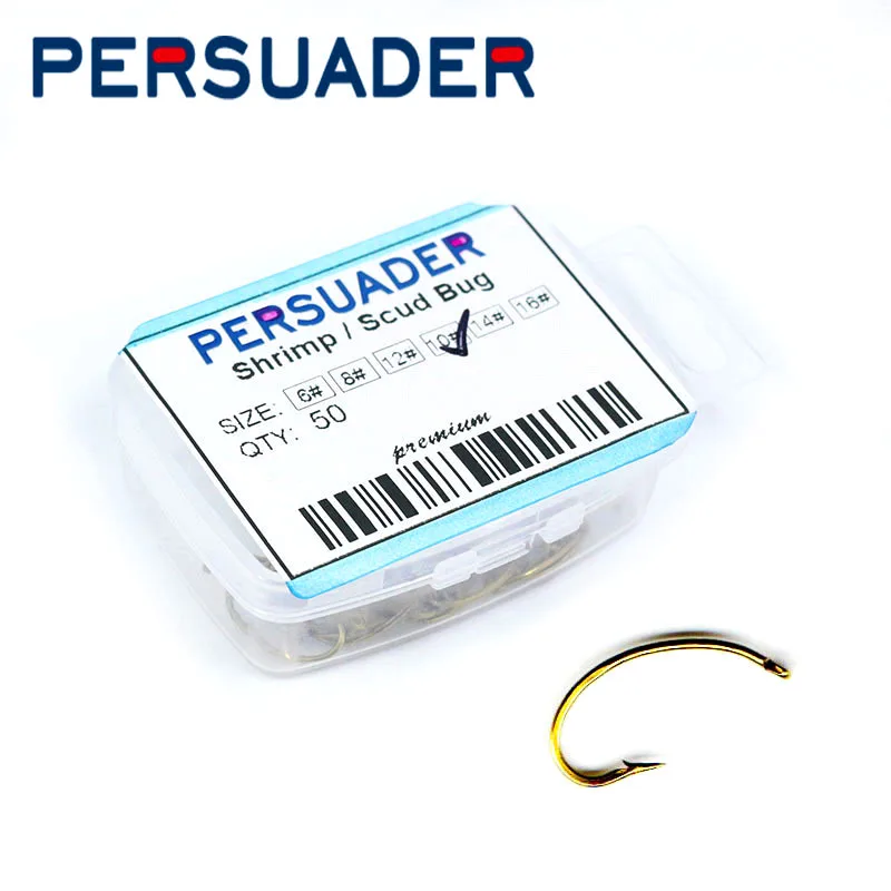 

Крючки для рыбалки, в виде куколки и креветок, 50 шт./кор. caddis, крючки для привязывания, размеры 16, 14, 12, 10, 8, 6, бронзовые
