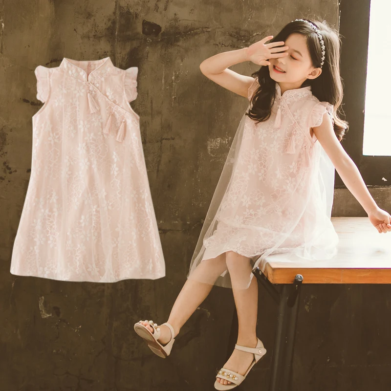 Платье принцессы с цветочной вышивкой для маленьких девочек на лето красивое