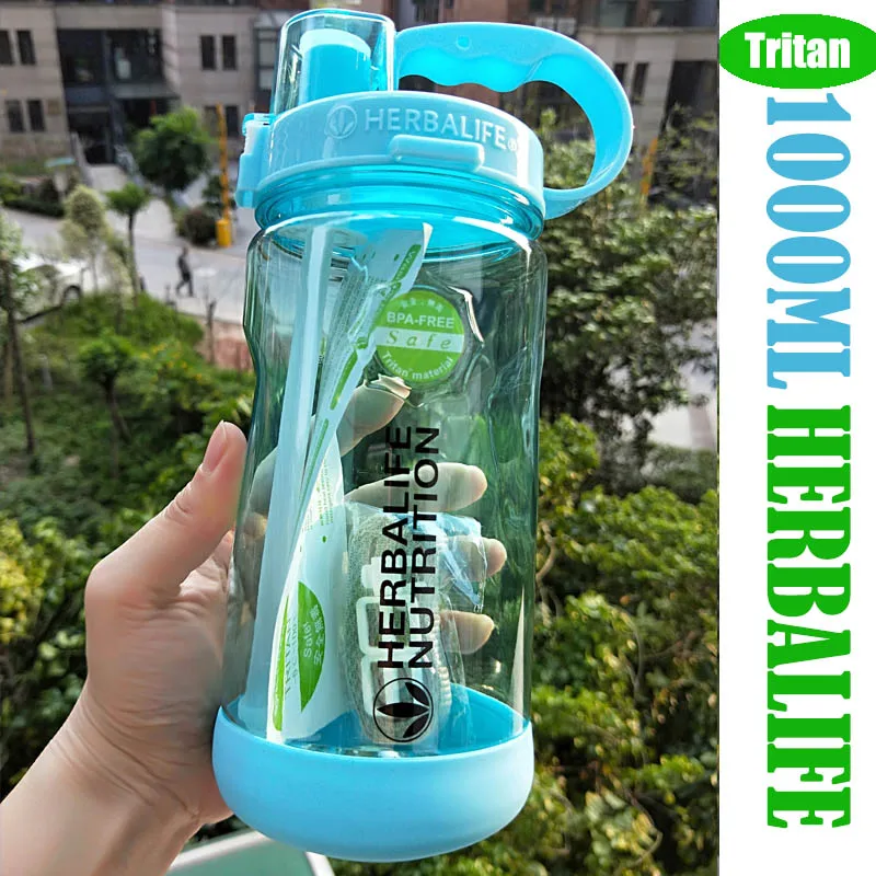 1000ml tritan blue2 24 подходящие бутылки для воды Модные Портативные Herbalife питание на заказ протеиновый порошок шейкер бутылка Спортивная бутылка для воды - Цвет: 1000ml tritan blue2