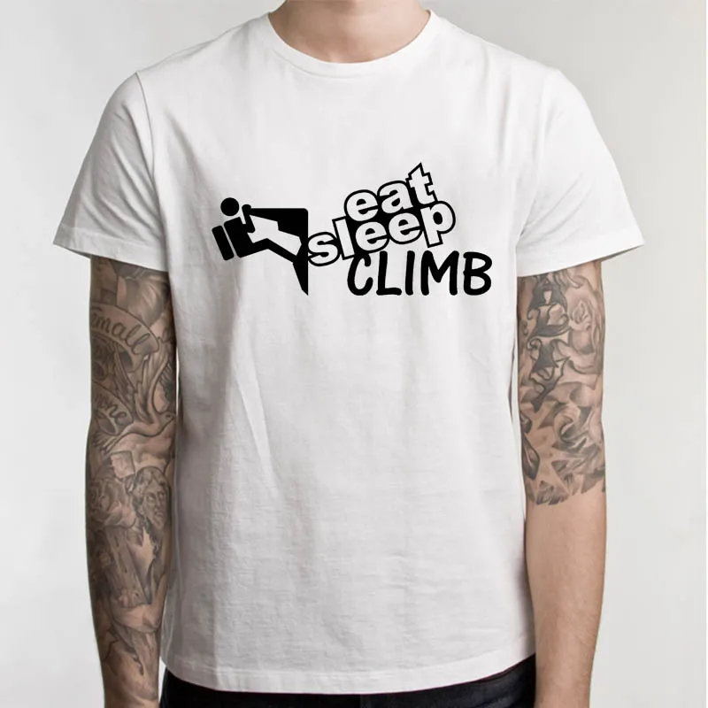 Eat Sleep Climber Футболка мужская летняя новая модная стильная футболка с коротким рукавом и вырезом лодочкой футболки с принтом