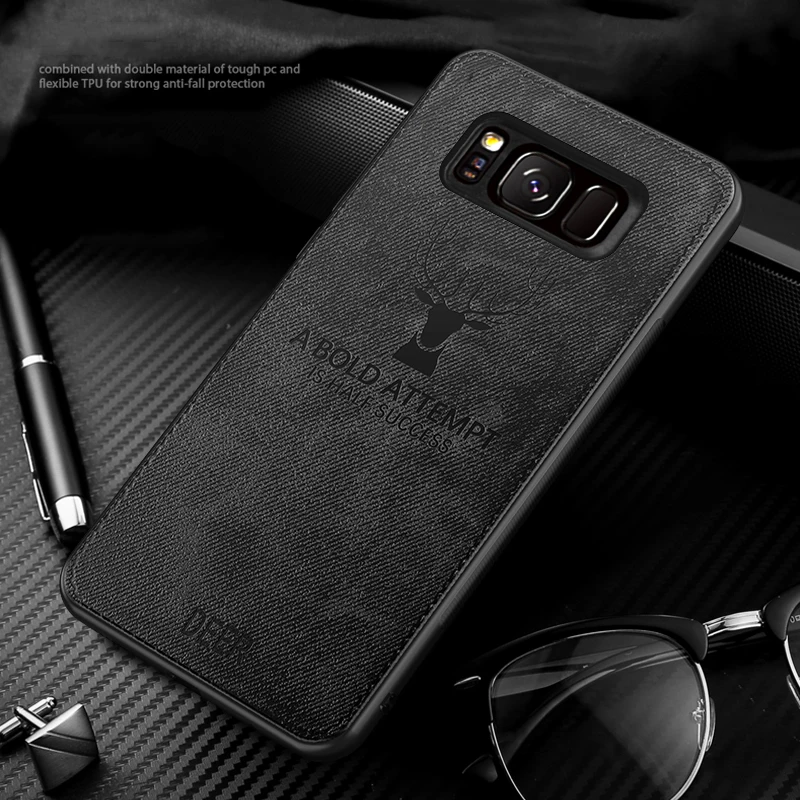 For Samsung Galaxy S8 S9 plus note 8 9 J330 J730 J530 J3 J5 J7 pro J4 J6 A6 Plus 2018 Soft Frame Back Cover Classic Fabric Case |