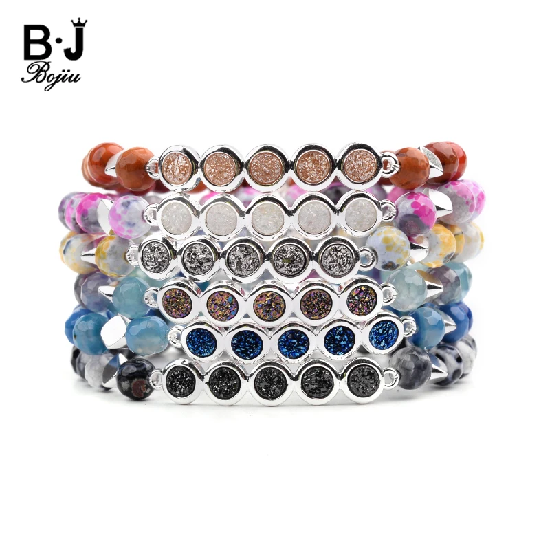 Женский браслет из серебристой и медной меди 7 цветов|Браслеты с шармами| |