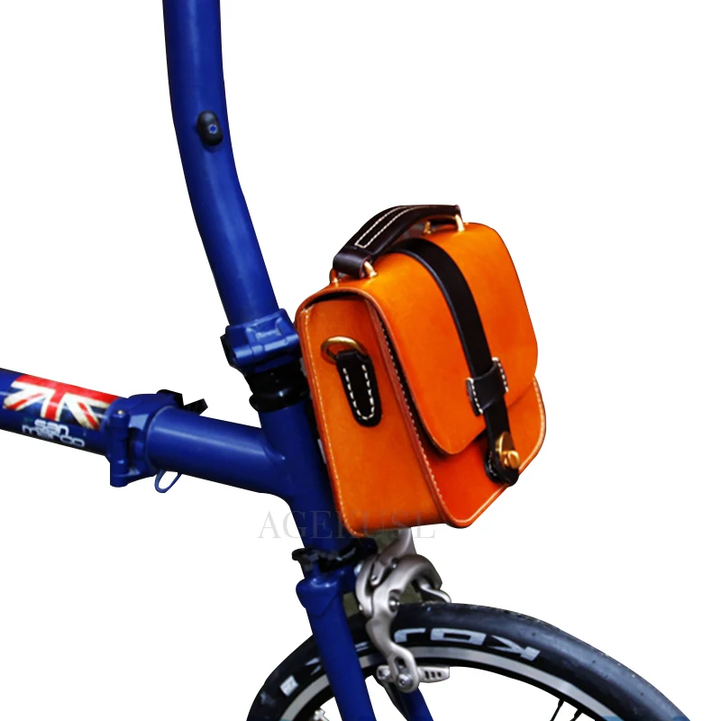 TWTOPSE кожаная сумка для велосипеда Brompton, Аксессуары для велосипеда, ручная работа, обновленная сумка через плечо, рюкзак, прочная корзина