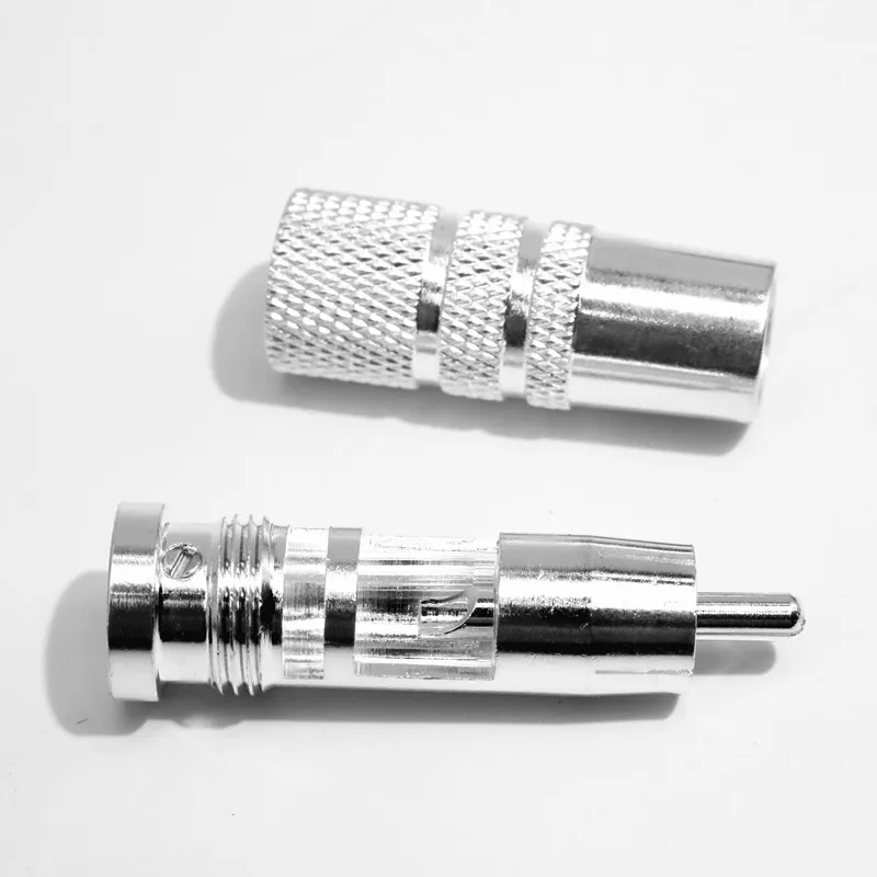 4 шт. RCA + термоусадочные трубки XSSH audio YIVO латунное медное покрытие серебристый