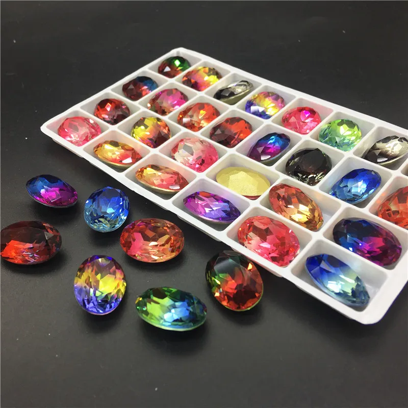 TopStone смешанный цвет турмалин Rivoli прямоугольная овальная с кристаллами