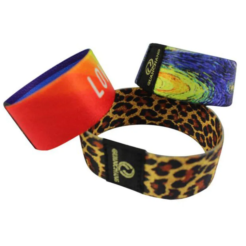 100pcs/lot Custom Polyester Wristbands Heat transfer Printing Wristbands High Quality Elastic Customize Wristbands