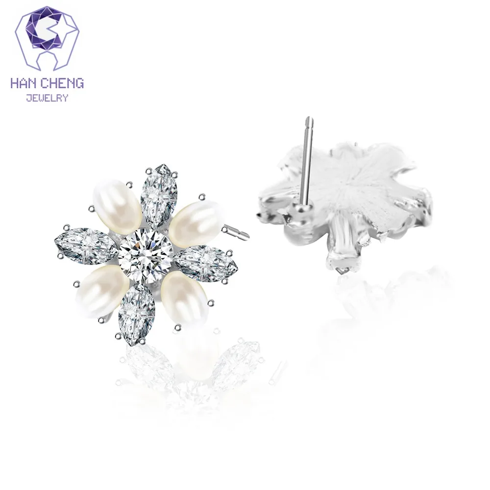 HanCheng новый модный Шарм-цветок крест посеребренный гвоздь драгоценный камень