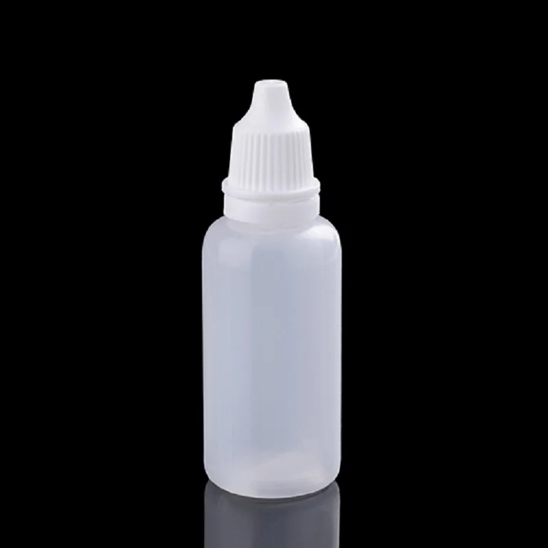 

30pcs/lot 20ML White Plastic Squeezable Bottle Non-toxic Storage Empty Eye Liquid Dropper Bottles With Stopper Drop Shipping