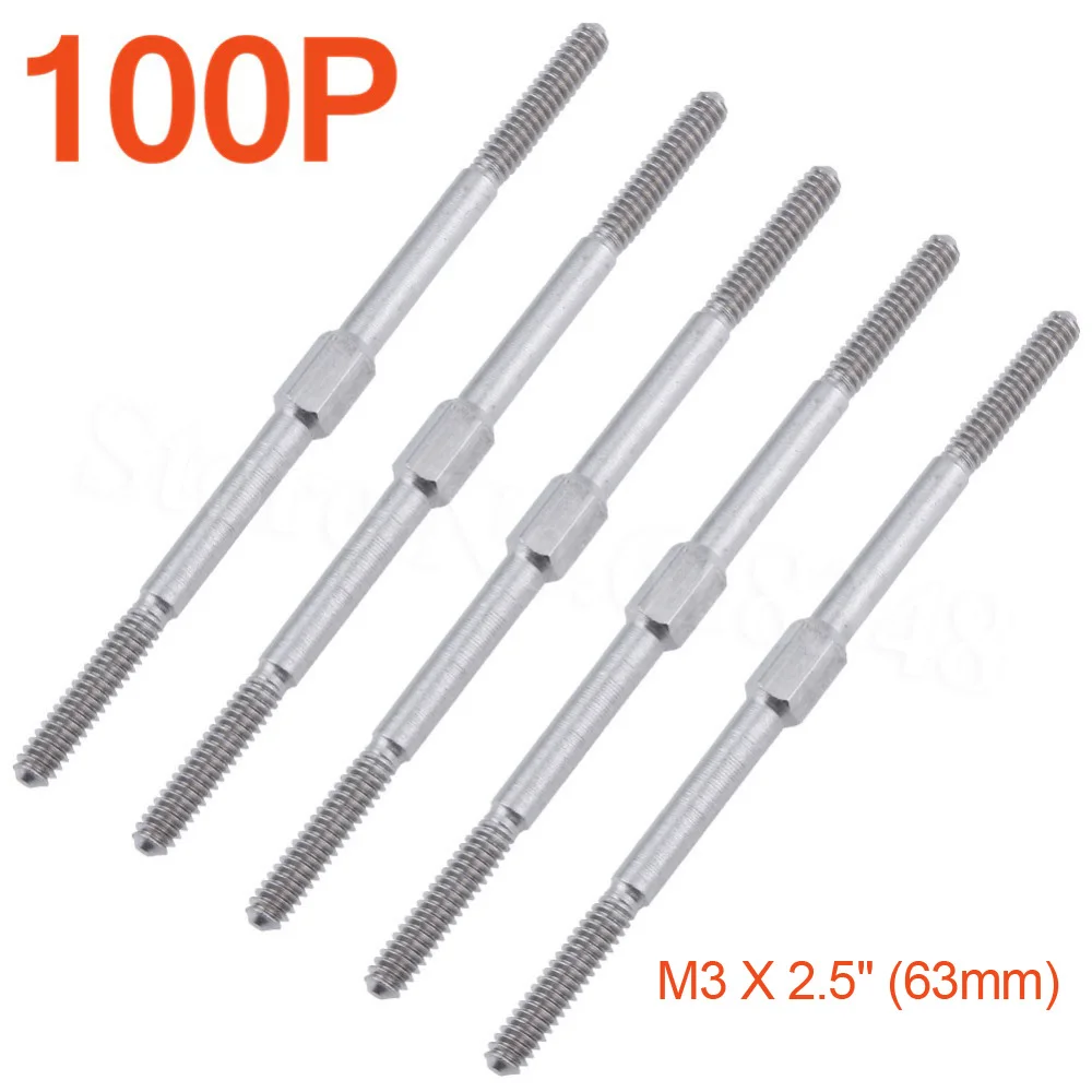 100 шт./лот M3 X 2 5 &quot(63 мм) Стальная штока Шестигранная с резьбой CW/CCW для RC автомобиля