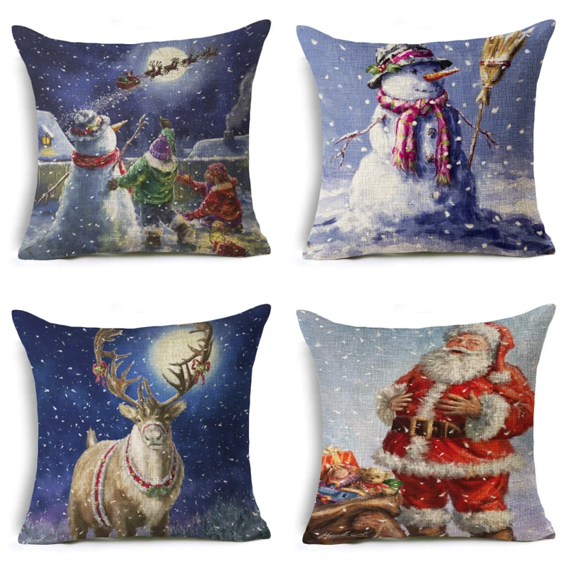 Merry Christmas Санта Клаус Снеговик-Подушка Чехол атмосфера Рождества квадратная