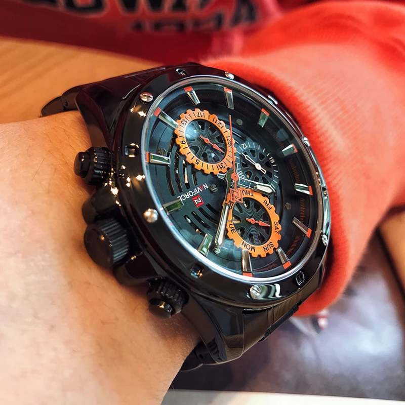 NAVIFORCE оригинальные многофункциональные кварцевые наручные часы мужские