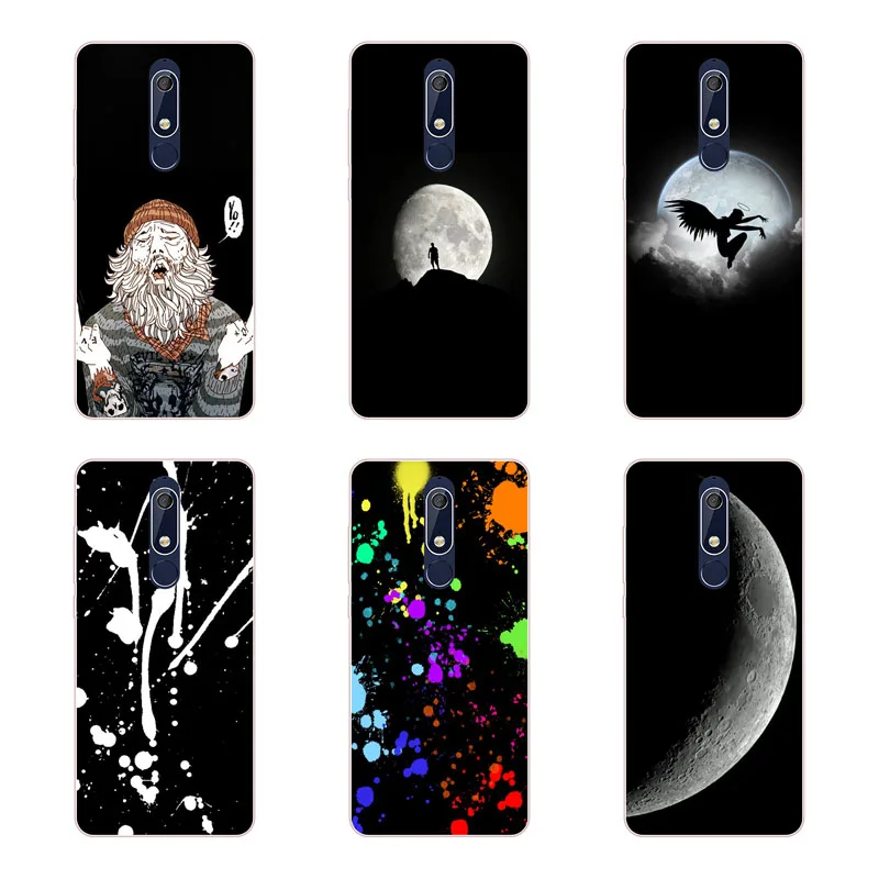 for nokia 5.1 Case Silicon Black graffiti Painting Soft TPU Back Cover Protect Phone cases shell |