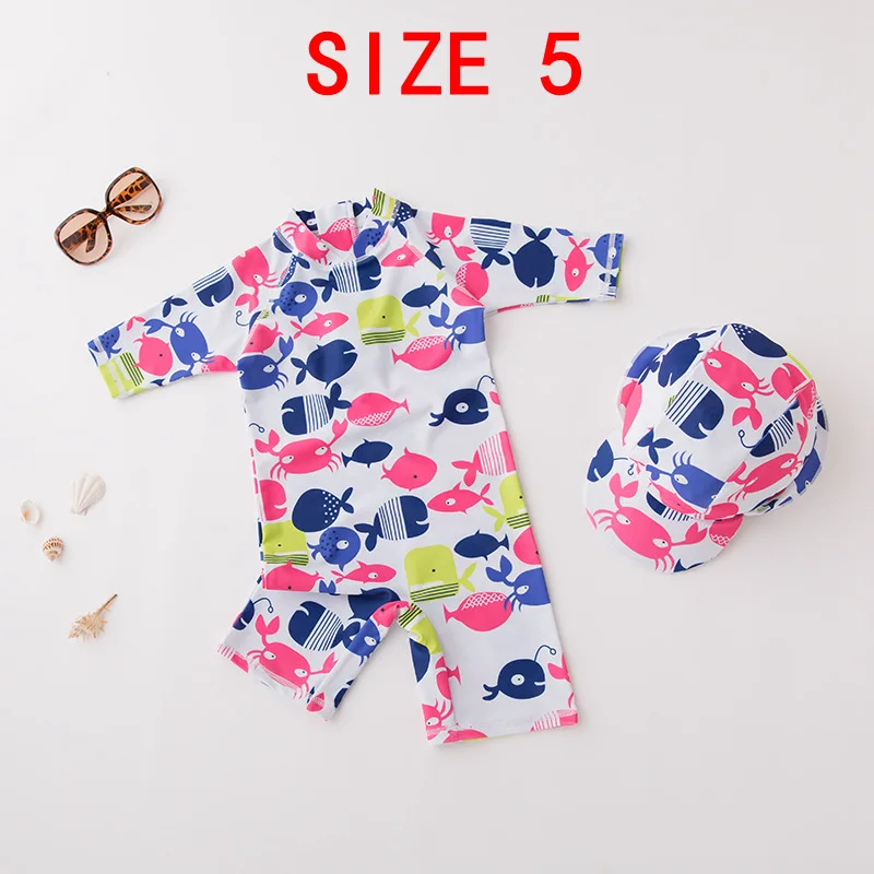 SIZE 5 Купальник для девочки г. Летний милый мультяшный Фламинго купальный костюм детский купальник цельная детская пляжная одежда для девочек от 1 до 6 лет - Цвет: SIZE 5