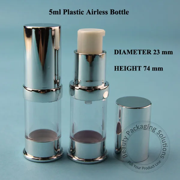 Оптовая продажа 50 шт./лот 5 мл PS безвоздушный насос для лосьона с крышкой бутылка