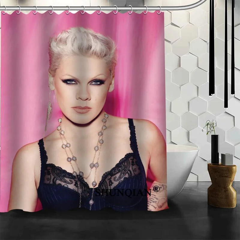 Новое поступление P!NK душ Шторы полиэстер ткань печати Ванная комната