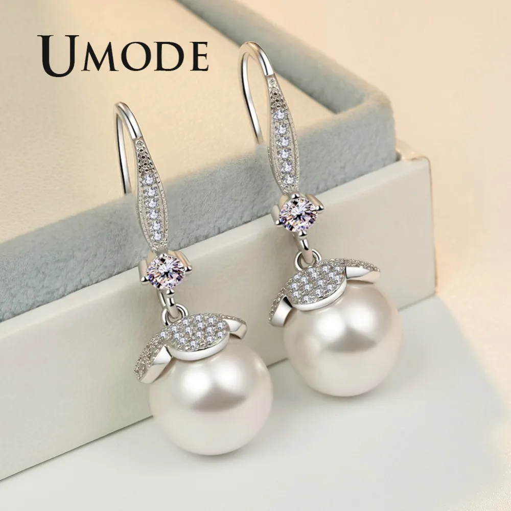 Женские серьги-подвески с фруктами UMODE модные серьги из белого золота жемчугом