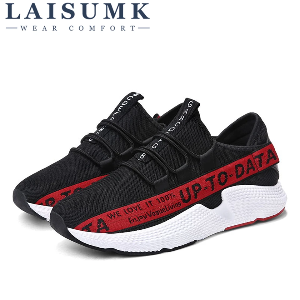 

2020 LAISUMK Men Casual Shoes Summer Lightweight Mesh Breathable Lace Up Flat Fashion Light Hollow Cosy Comfort Male shoes