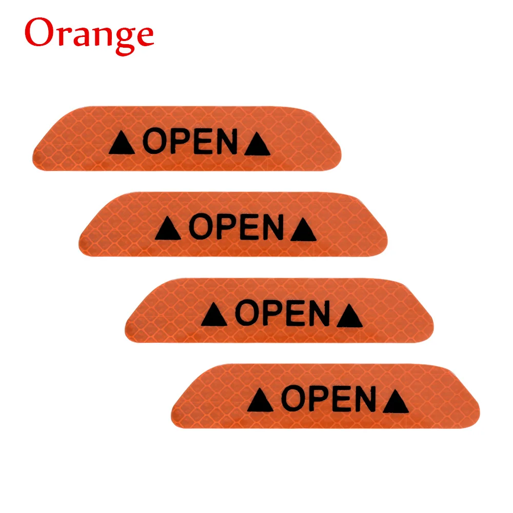 orange 4 шт./компл. Предупреждение отражающая лента Универсальный Внешние аксессуары двери автомобиля наклейки Открытые Знаки Безопасности со светоотражающими элементами - Цвет: orange