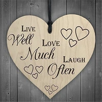 live well love much laugh often wooden heart shaped wood crafts christmas home diy tree decorations wine label small pendant