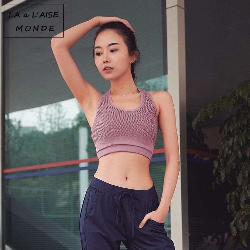 Fitness Breathable Yoga Bra Gym Clothing Top Women High Elastic Sports Quick Drying Sport Underwear Running Vest Tank Tops | Спорт и