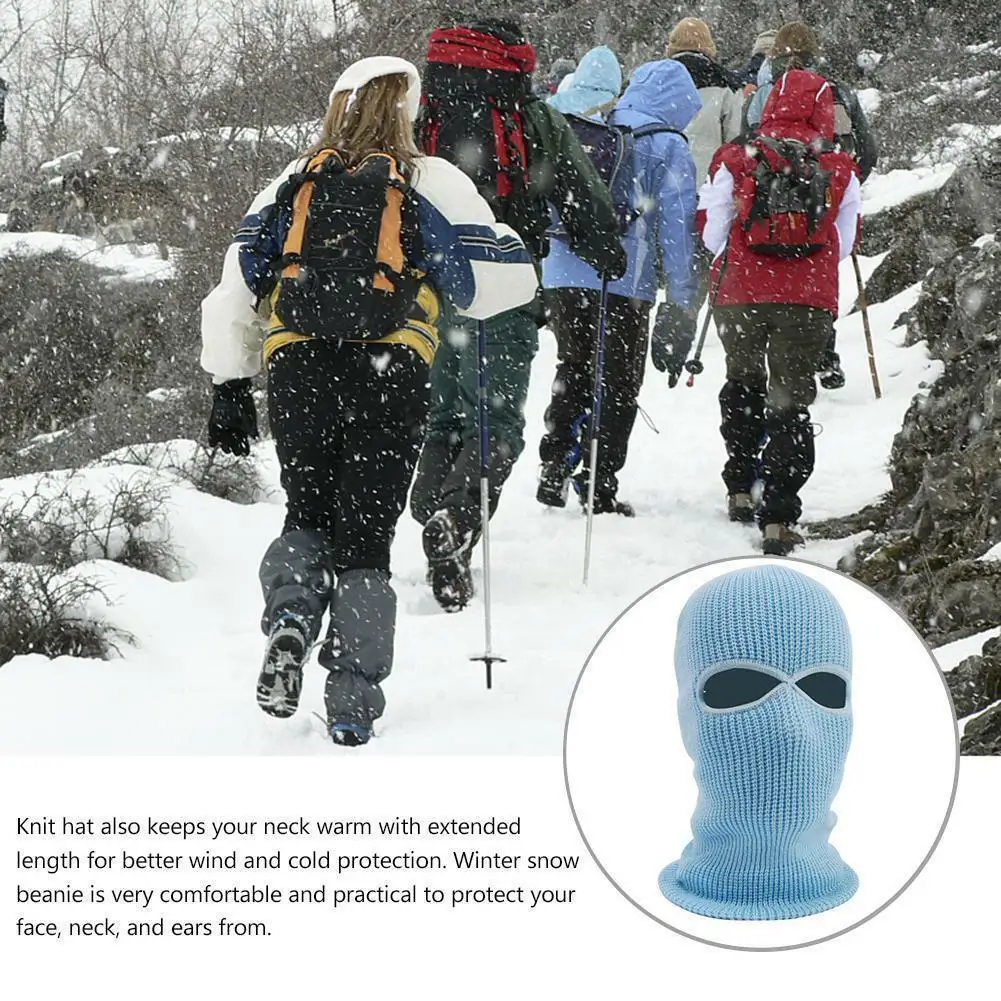 Лыжная маска с 2 отверстиями Балаклава черная вязаная шапка Защита лица зимняя