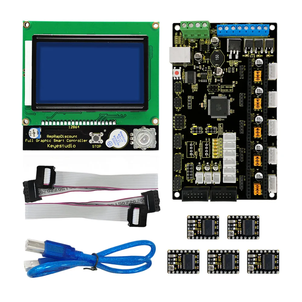 Keyestudio MKS GEN V1.2+ 5x8825 Шаг двигатель+ ЖК-дисплей 12864 Смарт ControllerFor 3D DIY комплект принтера