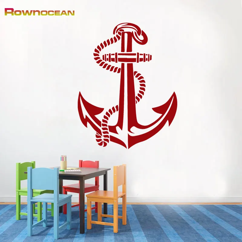 ROWNOCEAN морских домашний декор якорь Wall Art Наклейки на стены для детских комнат