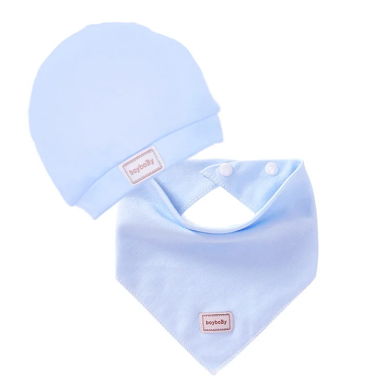 cap and bib 2 3 цвета, многоразовые шапки для новорожденных, мягкие хлопковые детские головные уборы, кепки, реквизит для фотосессии, детские вещи, нагрудники для маленьких девочек и мальчиков - Цвет: cap and bib 2