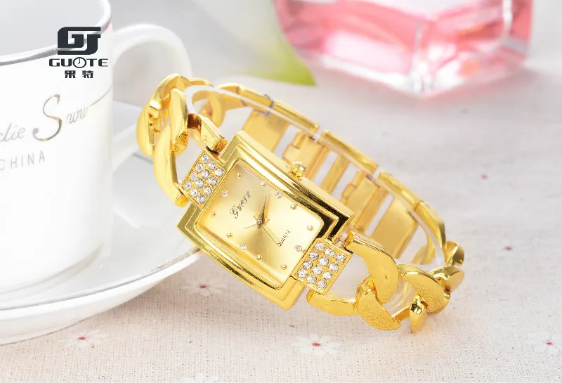 Новые модные роскошные Для женщин розового золота прямоугольник циферблат