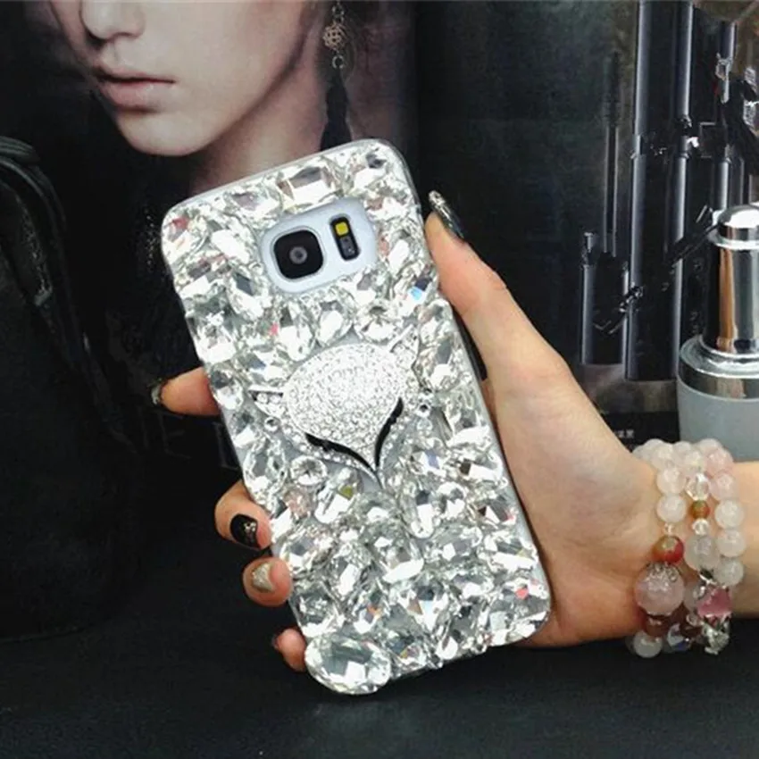 

Fashion Bling Rhinestone Crystal Diamond Fox Soft Clear Phone Case For SamsungS8 S9 S10 S20 S21FE S22 Ultra S23PLUS Note9 10 20