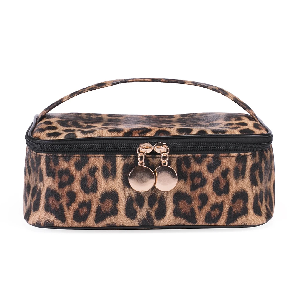 CHILEELOVE Leopard Print Professional Multifunctional Portable Makeup Brushes Kit and Cosmetic Tool Storage Collection Hand Bag | Красота и