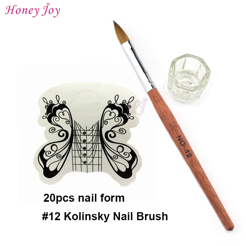 

Pro Acrylic Nails Tool Kit Set SIZE no.12 Kolinsky Sable Acrylic Nail Art Brush,20pcs White Butterfly Nail Form,Glass Cup