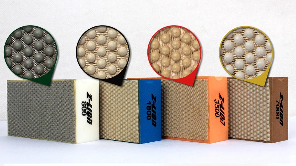 Z-LEAP Arc Foam Backed Hand Polishing Pad Resin Bond Diamond Pad For Glass Ceramic Tile Stone Grinding 100*58mm Abrasive Tool