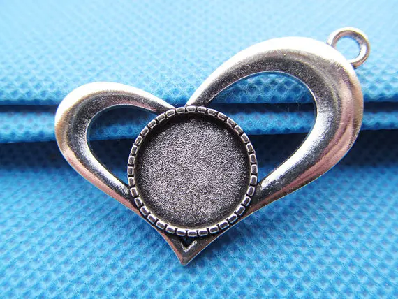 10 шт. античный серебряный тон/фоторамка с основанием под элемент любви подвеска