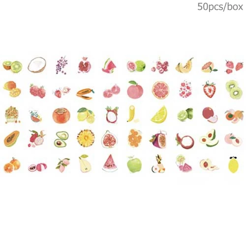 5-Summer Fruit 50 шт/коробка летний завод молочная молоко наклейки "напитки" Бумага клей Стикеры Скрапбукинг украшения дневник фото канцелярские принадлежности для альбома - Цвет: 5-Summer Fruit