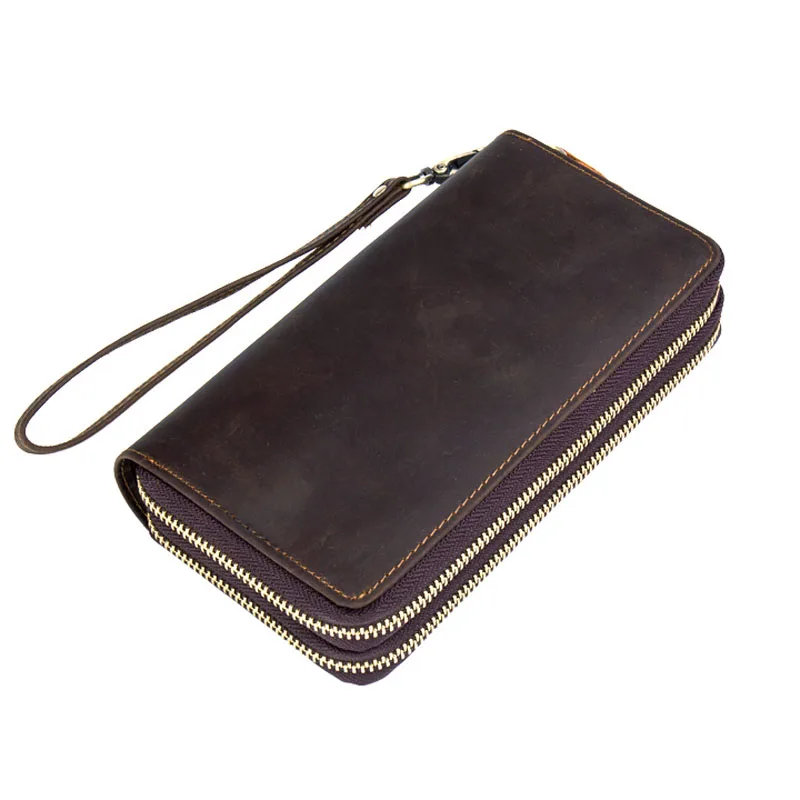 Мужской классический кошелек BOLEKE длинный винтажный из натуральной кожи Crazy